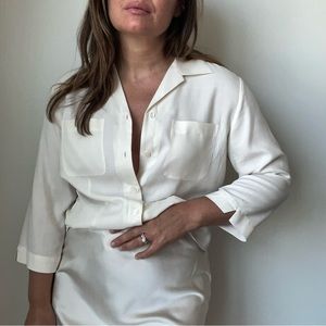 Vintage Silk Button Down- Cream
